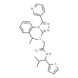 ChemSpider 2D Image | 2-{[4-(2-Isopropylphenyl)-5-(3-pyridinyl)-4H-1,2,4-triazol-3-yl]sulfanyl}-N-[2-methyl-1-(2-thienyl)propyl]acetamide | C26H29N5OS2
