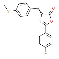 ChemSpider 2D Image | 2-(4-Fluorophenyl)-4-[4-(methylsulfanyl)benzylidene]-1,3-oxazol-5(4H)-one | C17H12FNO2S