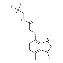 ChemSpider 2D Image | 2-[(1,7-Dimethyl-3-oxo-2,3-dihydro-1H-inden-4-yl)oxy]-N-(2,2,2-trifluoroethyl)acetamide | C15H16F3NO3