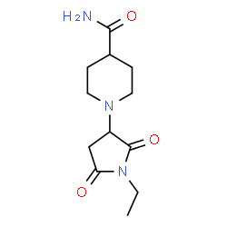 ChemSpider 2D Image | 1-(1-Ethyl-2,5-dioxo-3-pyrrolidinyl)-4-piperidinecarboxamide | C12H19N3O3