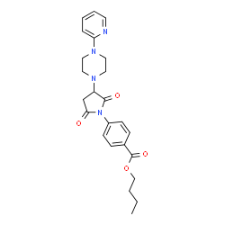 ChemSpider 2D Image | Butyl 4-{2,5-dioxo-3-[4-(2-pyridinyl)-1-piperazinyl]-1-pyrrolidinyl}benzoate | C24H28N4O4