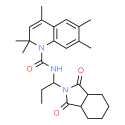 ChemSpider 2D Image | N-[1-(1,3-Dioxooctahydro-2H-isoindol-2-yl)propyl]-2,2,4,6,7-pentamethyl-1(2H)-quinolinecarboxamide | C26H35N3O3