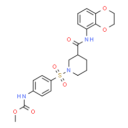 ChemSpider 2D Image | Methyl (4-{[3-(2,3-dihydro-1,4-benzodioxin-5-ylcarbamoyl)-1-piperidinyl]sulfonyl}phenyl)carbamate | C22H25N3O7S