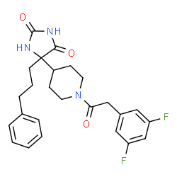 ChemSpider 2D Image | 5-{1-[(3,5-Difluorophenyl)acetyl]-4-piperidinyl}-5-(3-phenylpropyl)-2,4-imidazolidinedione | C25H27F2N3O3