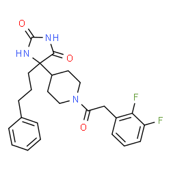 ChemSpider 2D Image | 5-{1-[(2,3-Difluorophenyl)acetyl]-4-piperidinyl}-5-(3-phenylpropyl)-2,4-imidazolidinedione | C25H27F2N3O3