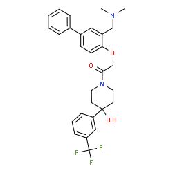 ChemSpider 2D Image | 2-({3-[(Dimethylamino)methyl]-4-biphenylyl}oxy)-1-{4-hydroxy-4-[3-(trifluoromethyl)phenyl]-1-piperidinyl}ethanone | C29H31F3N2O3