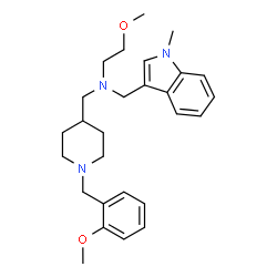 ChemSpider 2D Image | 2-Methoxy-N-{[1-(2-methoxybenzyl)-4-piperidinyl]methyl}-N-[(1-methyl-1H-indol-3-yl)methyl]ethanamine | C27H37N3O2