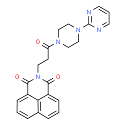 ChemSpider 2D Image | 2-{3-Oxo-3-[4-(2-pyrimidinyl)-1-piperazinyl]propyl}-1H-benzo[de]isoquinoline-1,3(2H)-dione | C23H21N5O3