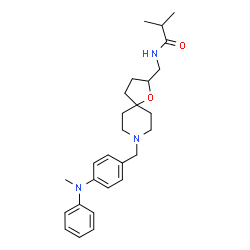 ChemSpider 2D Image | 2-Methyl-N-[(8-{4-[methyl(phenyl)amino]benzyl}-1-oxa-8-azaspiro[4.5]dec-2-yl)methyl]propanamide | C27H37N3O2