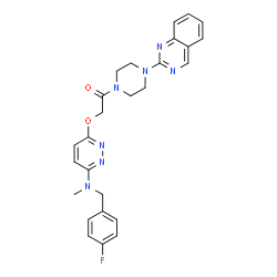 ChemSpider 2D Image | 2-({6-[(4-Fluorobenzyl)(methyl)amino]-3-pyridazinyl}oxy)-1-[4-(2-quinazolinyl)-1-piperazinyl]ethanone | C26H26FN7O2