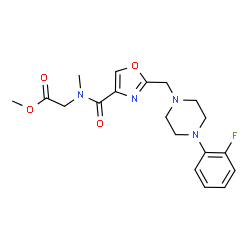 ChemSpider 2D Image | Methyl N-[(2-{[4-(2-fluorophenyl)-1-piperazinyl]methyl}-1,3-oxazol-4-yl)carbonyl]-N-methylglycinate | C19H23FN4O4