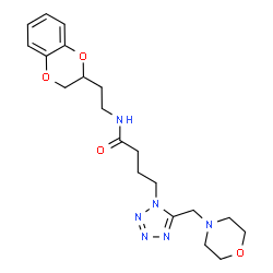 ChemSpider 2D Image | N-[2-(2,3-Dihydro-1,4-benzodioxin-2-yl)ethyl]-4-[5-(4-morpholinylmethyl)-1H-tetrazol-1-yl]butanamide | C20H28N6O4