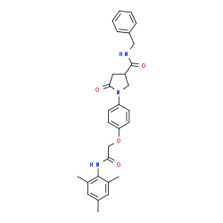 ChemSpider 2D Image | N-Benzyl-1-{4-[2-(mesitylamino)-2-oxoethoxy]phenyl}-5-oxo-3-pyrrolidinecarboxamide | C29H31N3O4