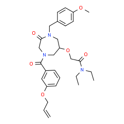 ChemSpider 2D Image | 2-({4-[3-(Allyloxy)benzoyl]-1-(4-methoxybenzyl)-2-oxo-1,4-diazepan-6-yl}oxy)-N,N-diethylacetamide | C29H37N3O6