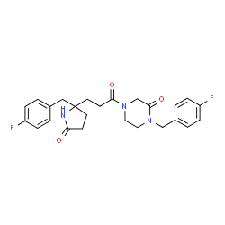 ChemSpider 2D Image | 1-(4-Fluorobenzyl)-4-{3-[2-(4-fluorobenzyl)-5-oxo-2-pyrrolidinyl]propanoyl}-2-piperazinone | C25H27F2N3O3