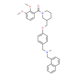 ChemSpider 2D Image | (2,3-Dimethoxyphenyl){3-[(4-{[methyl(1-naphthylmethyl)amino]methyl}phenoxy)methyl]-1-piperidinyl}methanone | C34H38N2O4