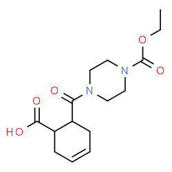 ChemSpider 2D Image | 6-{[4-(Ethoxycarbonyl)-1-piperazinyl]carbonyl}-3-cyclohexene-1-carboxylic acid | C15H22N2O5