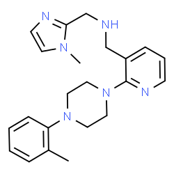 ChemSpider 2D Image | 1-(1-Methyl-1H-imidazol-2-yl)-N-({2-[4-(2-methylphenyl)-1-piperazinyl]-3-pyridinyl}methyl)methanamine | C22H28N6