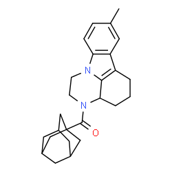 ChemSpider 2D Image | Adamantan-1-yl(8-methyl-1,2,3a,4,5,6-hexahydro-3H-pyrazino[3,2,1-jk]carbazol-3-yl)methanone | C26H32N2O