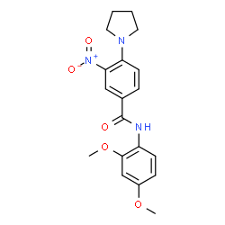 ChemSpider 2D Image | N-(2,4-Dimethoxyphenyl)-3-nitro-4-(1-pyrrolidinyl)benzamide | C19H21N3O5