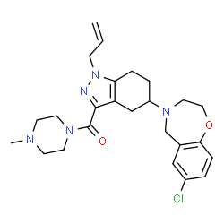 ChemSpider 2D Image | [1-Allyl-5-(7-chloro-2,3-dihydro-1,4-benzoxazepin-4(5H)-yl)-4,5,6,7-tetrahydro-1H-indazol-3-yl](4-methyl-1-piperazinyl)methanone | C25H32ClN5O2