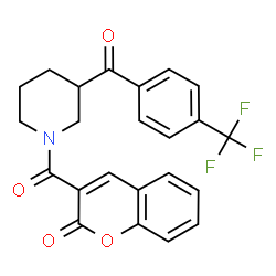 ChemSpider 2D Image | 3-({3-[4-(Trifluoromethyl)benzoyl]-1-piperidinyl}carbonyl)-2H-chromen-2-one | C23H18F3NO4