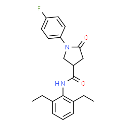 ChemSpider 2D Image | N-(2,6-Diethylphenyl)-1-(4-fluorophenyl)-5-oxo-3-pyrrolidinecarboxamide | C21H23FN2O2