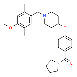 ChemSpider 2D Image | (4-{[1-(4-Methoxy-2,5-dimethylbenzyl)-4-piperidinyl]oxy}phenyl)(1-pyrrolidinyl)methanone | C26H34N2O3