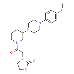 ChemSpider 2D Image | 3-(2-{3-[4-(4-Methoxyphenyl)-1-piperazinyl]-1-piperidinyl}-2-oxoethyl)-1,3-oxazolidin-2-one | C21H30N4O4