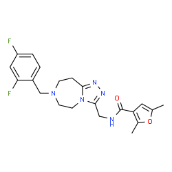 ChemSpider 2D Image | N-{[7-(2,4-Difluorobenzyl)-6,7,8,9-tetrahydro-5H-[1,2,4]triazolo[4,3-d][1,4]diazepin-3-yl]methyl}-2,5-dimethyl-3-furamide | C21H23F2N5O2