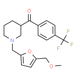 ChemSpider 2D Image | (1-{[5-(Methoxymethyl)-2-furyl]methyl}-3-piperidinyl)[4-(trifluoromethyl)phenyl]methanone | C20H22F3NO3
