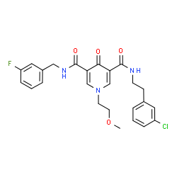 ChemSpider 2D Image | N-[2-(3-Chlorophenyl)ethyl]-N'-(3-fluorobenzyl)-1-(2-methoxyethyl)-4-oxo-1,4-dihydro-3,5-pyridinedicarboxamide | C25H25ClFN3O4