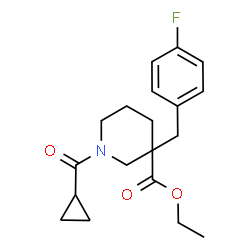 ChemSpider 2D Image | Ethyl 1-(cyclopropylcarbonyl)-3-(4-fluorobenzyl)-3-piperidinecarboxylate | C19H24FNO3