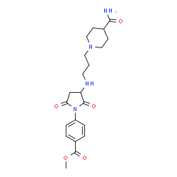 ChemSpider 2D Image | Methyl 4-(3-{[3-(4-carbamoyl-1-piperidinyl)propyl]amino}-2,5-dioxo-1-pyrrolidinyl)benzoate | C21H28N4O5