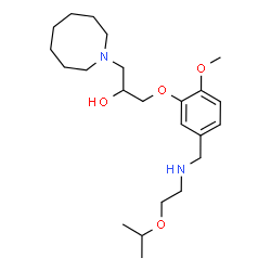 ChemSpider 2D Image | 1-(1-Azocanyl)-3-(5-{[(2-isopropoxyethyl)amino]methyl}-2-methoxyphenoxy)-2-propanol | C23H40N2O4