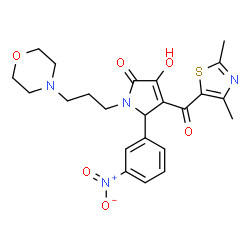 ChemSpider 2D Image | 4-[(2,4-Dimethyl-1,3-thiazol-5-yl)carbonyl]-3-hydroxy-1-[3-(4-morpholinyl)propyl]-5-(3-nitrophenyl)-1,5-dihydro-2H-pyrrol-2-one | C23H26N4O6S