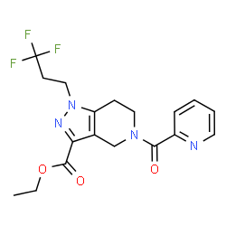 ChemSpider 2D Image | Ethyl 5-(2-pyridinylcarbonyl)-1-(3,3,3-trifluoropropyl)-4,5,6,7-tetrahydro-1H-pyrazolo[4,3-c]pyridine-3-carboxylate | C18H19F3N4O3