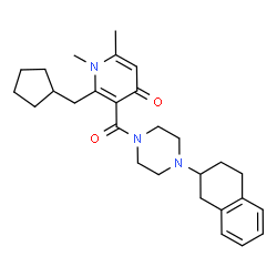 ChemSpider 2D Image | 2-(Cyclopentylmethyl)-1,6-dimethyl-3-{[4-(1,2,3,4-tetrahydro-2-naphthalenyl)-1-piperazinyl]carbonyl}-4(1H)-pyridinone | C28H37N3O2