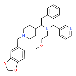 ChemSpider 2D Image | 1-[1-(1,3-Benzodioxol-5-ylmethyl)-4-piperidinyl]-N-(2-methoxyethyl)-2-phenyl-N-(3-pyridinylmethyl)ethanamine | C30H37N3O3