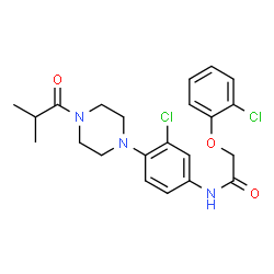 ChemSpider 2D Image | N-[3-Chloro-4-(4-isobutyryl-1-piperazinyl)phenyl]-2-(2-chlorophenoxy)acetamide | C22H25Cl2N3O3