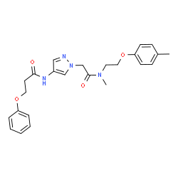 ChemSpider 2D Image | N-[1-(2-{Methyl[2-(4-methylphenoxy)ethyl]amino}-2-oxoethyl)-1H-pyrazol-4-yl]-3-phenoxypropanamide | C24H28N4O4
