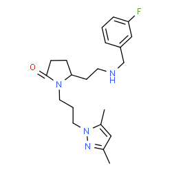 ChemSpider 2D Image | 1-[3-(3,5-Dimethyl-1H-pyrazol-1-yl)propyl]-5-{2-[(3-fluorobenzyl)amino]ethyl}-2-pyrrolidinone | C21H29FN4O