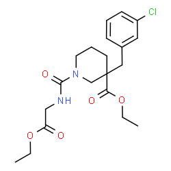 ChemSpider 2D Image | Ethyl 3-(3-chlorobenzyl)-1-[(2-ethoxy-2-oxoethyl)carbamoyl]-3-piperidinecarboxylate | C20H27ClN2O5