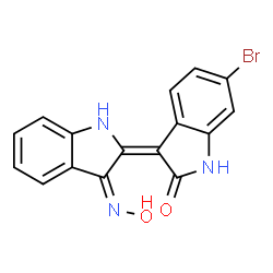 ChemSpider 2D Image | (3E)-6-Bromo-3-[(3Z)-3-(hydroxyimino)-1,3-dihydro-2H-indol-2-ylidene]-1,3-dihydro-2H-indol-2-one | C16H10BrN3O2