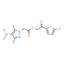 ChemSpider 2D Image | 2-(5-Chloro-2-thienyl)-2-oxoethyl (3,5-dimethyl-4-nitro-1H-pyrazol-1-yl)acetate | C13H12ClN3O5S
