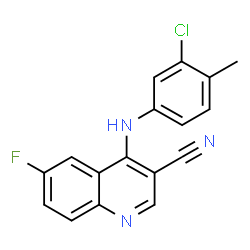 ChemSpider 2D Image | 4-[(3-Chloro-4-methylphenyl)amino]-6-fluoro-3-quinolinecarbonitrile | C17H11ClFN3