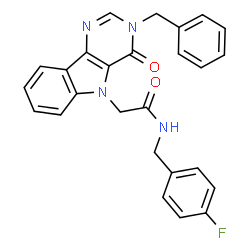 ChemSpider 2D Image | 2-(3-Benzyl-4-oxo-3,4-dihydro-5H-pyrimido[5,4-b]indol-5-yl)-N-(4-fluorobenzyl)acetamide | C26H21FN4O2