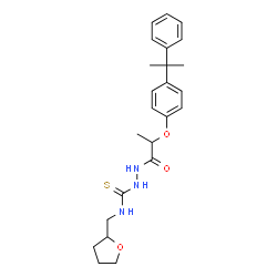 ChemSpider 2D Image | 2-{2-[4-(2-Phenyl-2-propanyl)phenoxy]propanoyl}-N-(tetrahydro-2-furanylmethyl)hydrazinecarbothioamide | C24H31N3O3S