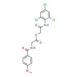 ChemSpider 2D Image | 2-Oxo-2-[(2,4,6-trichlorophenyl)amino]ethyl N-(4-methoxybenzoyl)glycinate | C18H15Cl3N2O5