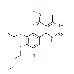 ChemSpider 2D Image | Ethyl 4-(4-butoxy-3-chloro-5-ethoxyphenyl)-6-methyl-2-oxo-1,2,3,4-tetrahydro-5-pyrimidinecarboxylate | C20H27ClN2O5